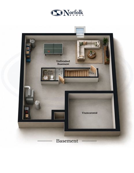 2D floor plan layout for the The Abington by Norfolk Homes in Preserve at Magnolia Park, Jackson, MI (Image 6).