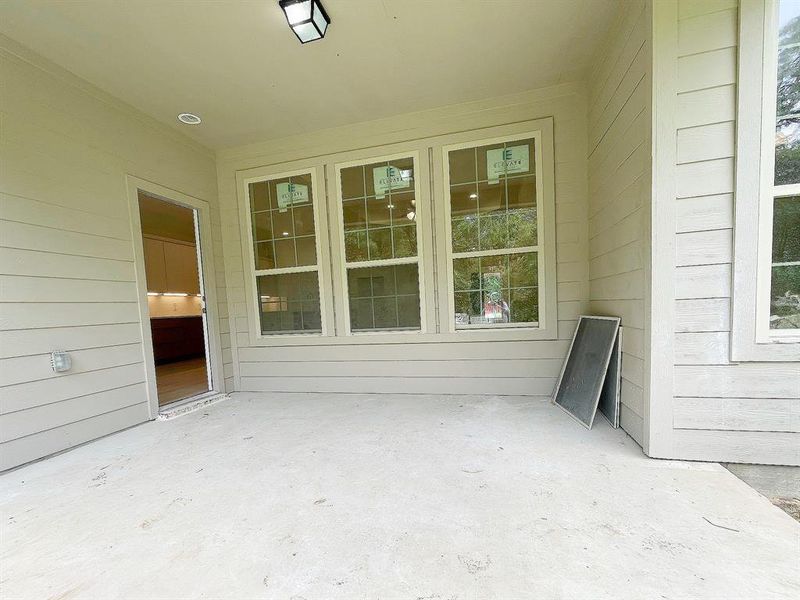 Covered patio in the back