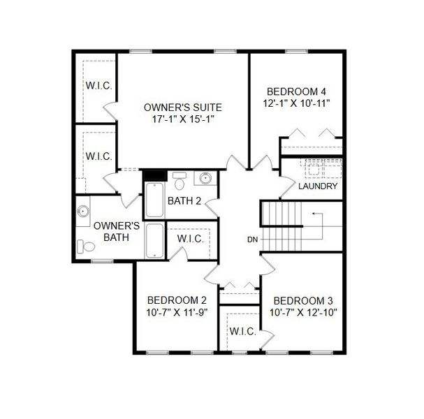 2D floor plan layout for the Addison by Keystone Custom Homes in Windermere Farms, Waxhaw, NC (Image 5).