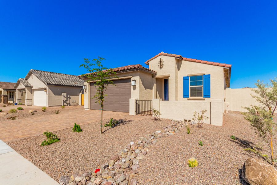 Representative exterior photo of a completed home built from the Lily by Taylor Morrison in CantaMia at Estrella 55+, Goodyear, AZ (Image 11).