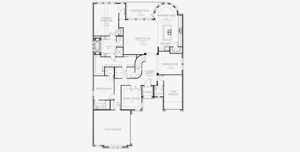 2D floor plan layout for the 3774W by Perry Homes in Lakes of Cane Island, Katy, TX (Image 3).