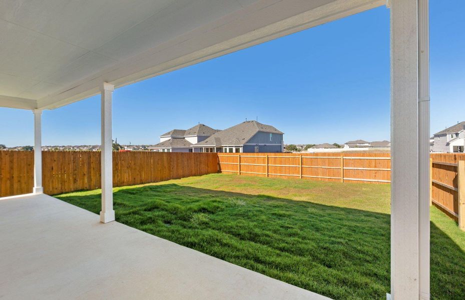 Exterior details and patio area of a home in Santa Rita Ranch, Liberty Hill (Image 23). Exterior details and patio area of a home in Santa Rita Ranch, Liberty Hill (Image 23).