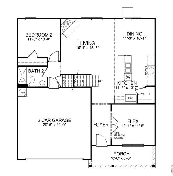 2D floor plan layout of this home in Durbin Meadows Traditions, Fountain Inn, SC (Image 4). 2D floor plan layout of this home in Durbin Meadows Traditions, Fountain Inn, SC (Image 4).
