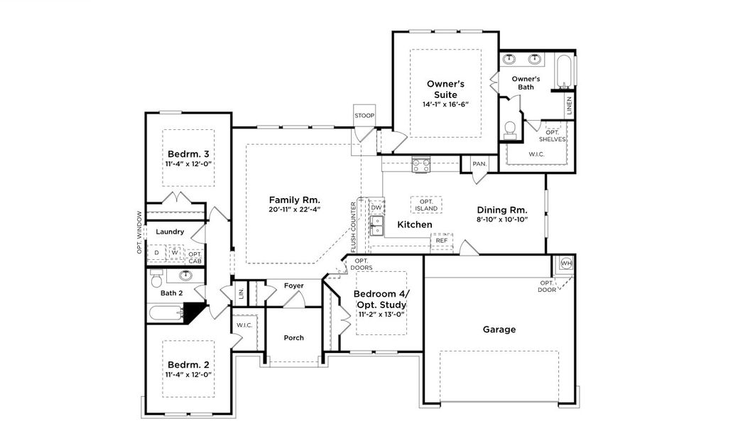 2D floor plan layout for the Carter by First America Homes in Villas Las Flores, Floresville, TX (Image 3). 2D floor plan layout for the Carter by First America Homes in Villas Las Flores, Floresville, TX (Image 3).