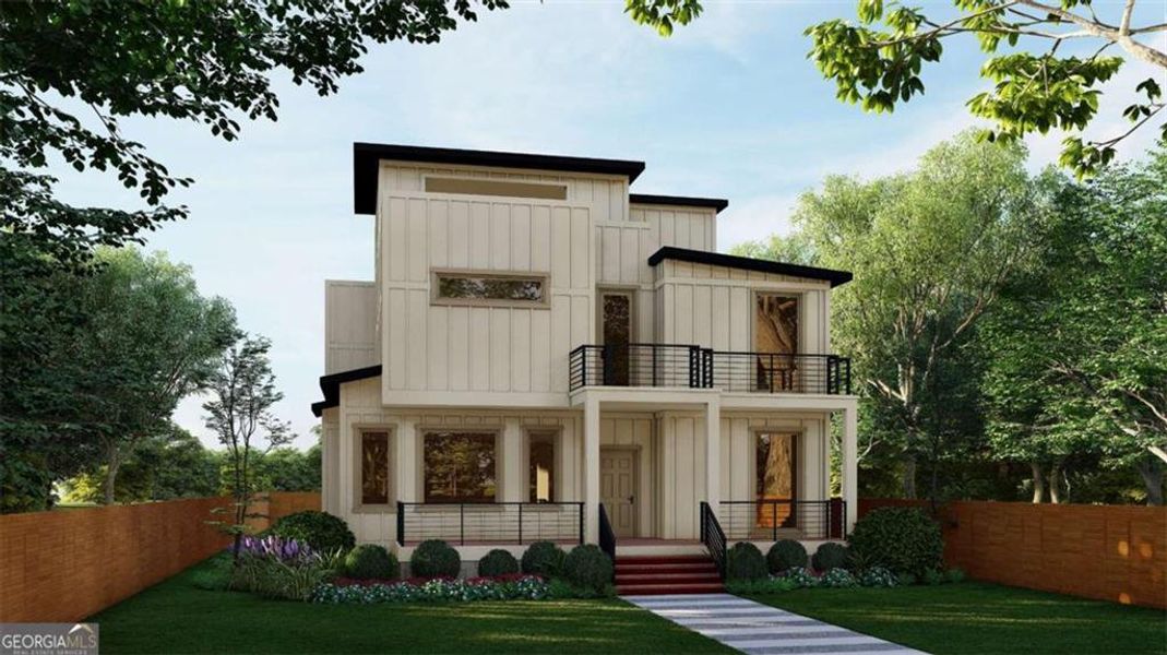 Front exterior of a new home in , Atlanta, GA, highlighting curb appeal (Image 1).