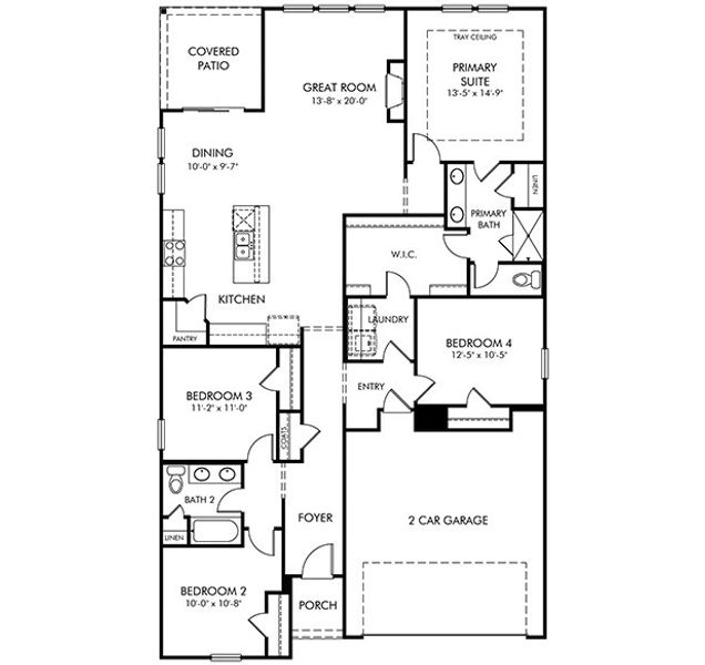 2D floor plan layout of this home in Maxwell Commons, Easley, SC (Image 2).