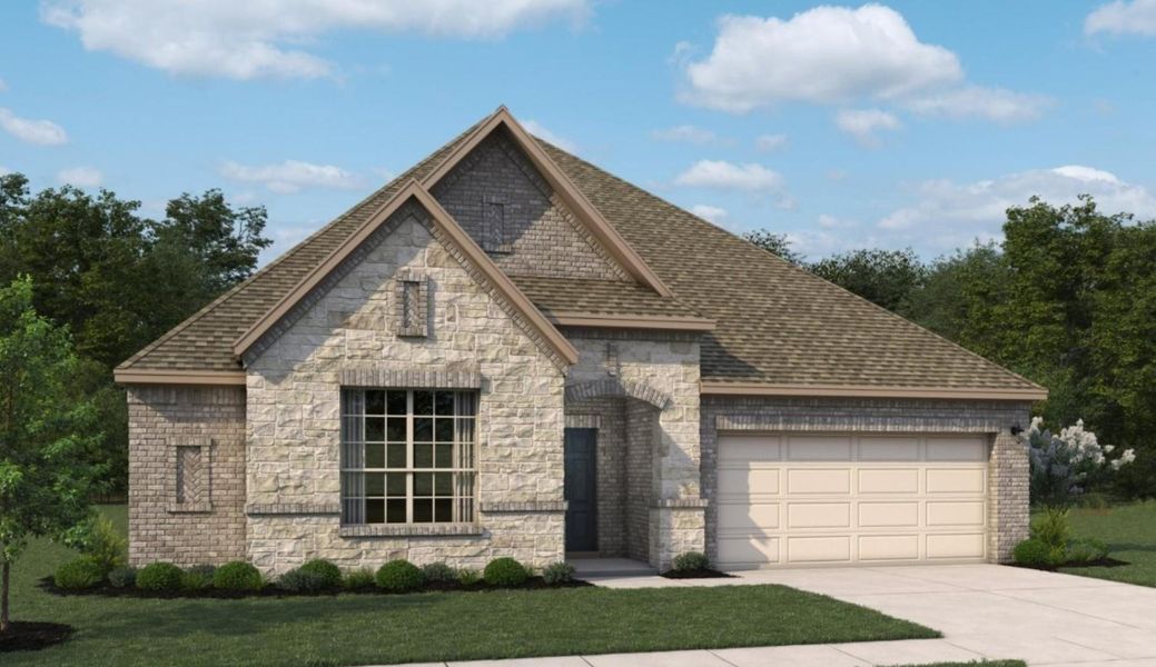 Front exterior of a new home in Cedar Pointe, Crosby, TX, highlighting curb appeal (Image 1). Front exterior of a new home in Cedar Pointe, Crosby, TX, highlighting curb appeal (Image 1).