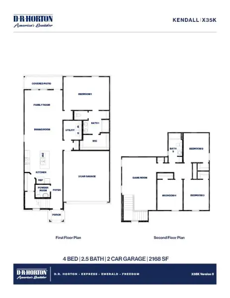 2D floor plan layout for the Kendall by D.R. Horton in Madeley Creek Preserve, Conroe, TX (Image 4). 2D floor plan layout for the Kendall by D.R. Horton in Madeley Creek Preserve, Conroe, TX (Image 4).