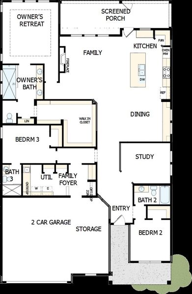 2D floor plan layout of this home in Encore at Streamside - Tradition Series, Waxhaw, NC (Image 2). 2D floor plan layout of this home in Encore at Streamside - Tradition Series, Waxhaw, NC (Image 2).