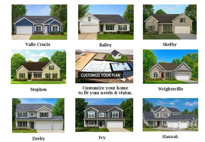 Builder offers several Floor Plans that you can customize and build in Hannahs Meadow