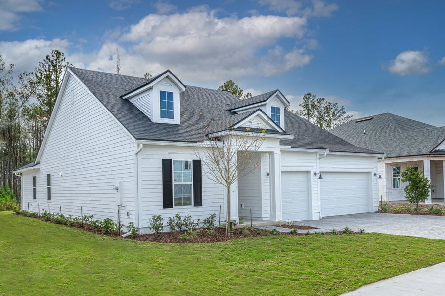 Representative exterior photo of a completed home built from the Alexander by Riverside Homes in Hidden Creek at SilverLeaf Phase 2, St. Augustine, FL (Image 20). Representative exterior photo of a completed home built from the Alexander by Riverside Homes in Hidden Creek at SilverLeaf Phase 2, St. Augustine, FL (Image 20).