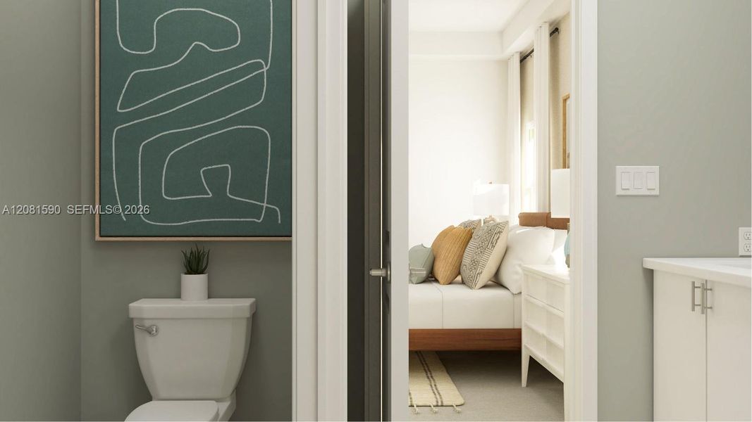 Enjoy easy access to the en-suite bathroom from the owner’s suite.