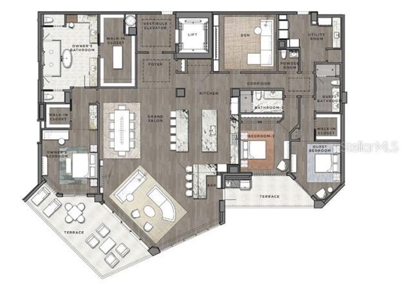 2D floor plan layout of this home in , Sarasota, FL (Image 3). 2D floor plan layout of this home in , Sarasota, FL (Image 3).