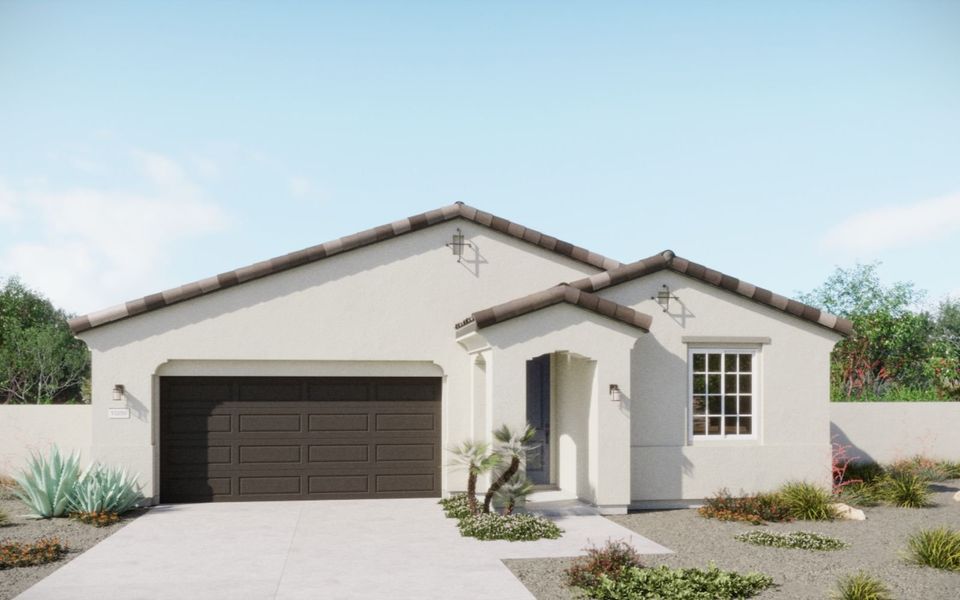 Representative exterior photo of a completed home built from the Aster by Brookfield Residential in Wildflower at Blossom Rock, Apache Junction, AZ (Image 2).