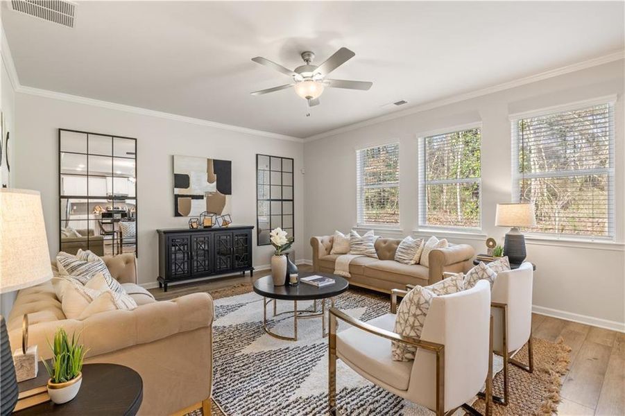 Furnished interior view inside a new home in Hillbrooke Preserve, Conyers (Image 14). Furnished interior view inside a new home in Hillbrooke Preserve, Conyers (Image 14).