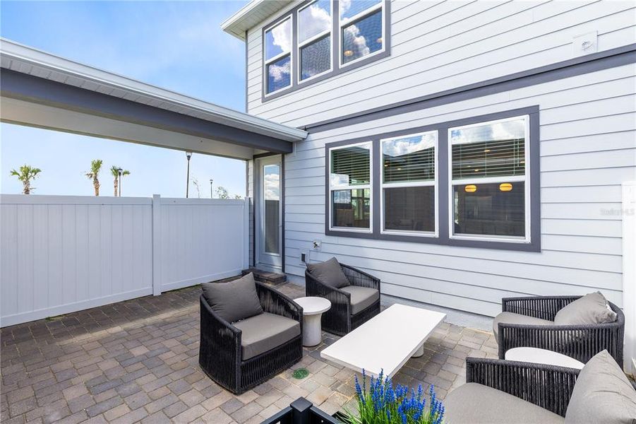 Exterior details and patio area of a home in EverBe, Orlando (Image 2). Exterior details and patio area of a home in EverBe, Orlando (Image 2).