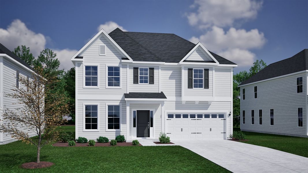 Representative exterior photo of a completed home built from the Keowee - Vanguard Collection by Mungo Homes in Hanes Lake, Winston-Salem, NC (Image 1).