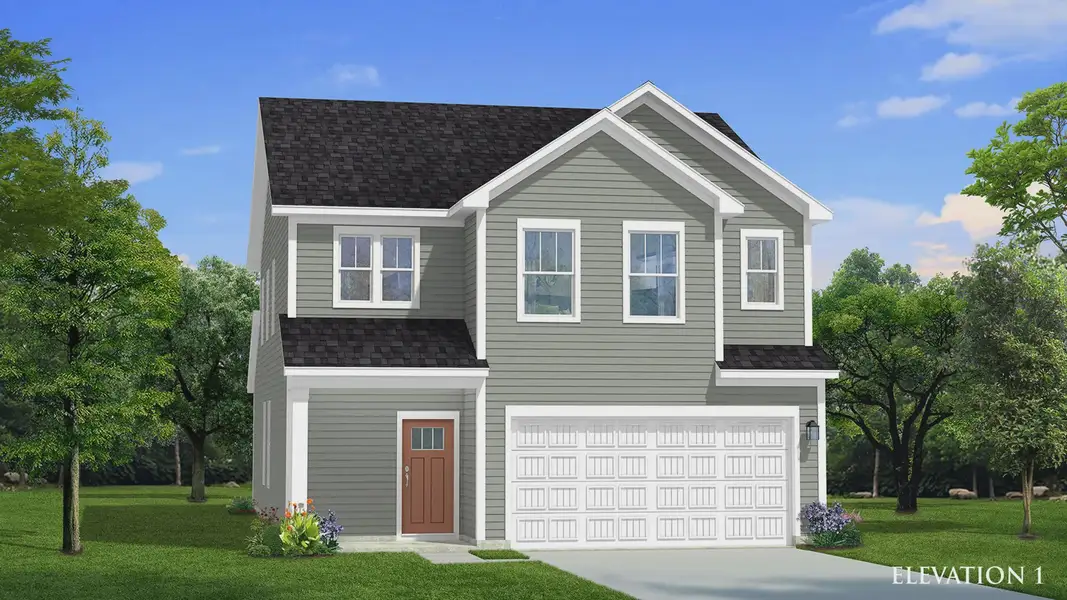 Representative exterior photo of a completed home built from the Mint by DRB Homes in Pleasant Falls, Moore, SC (Image 1).