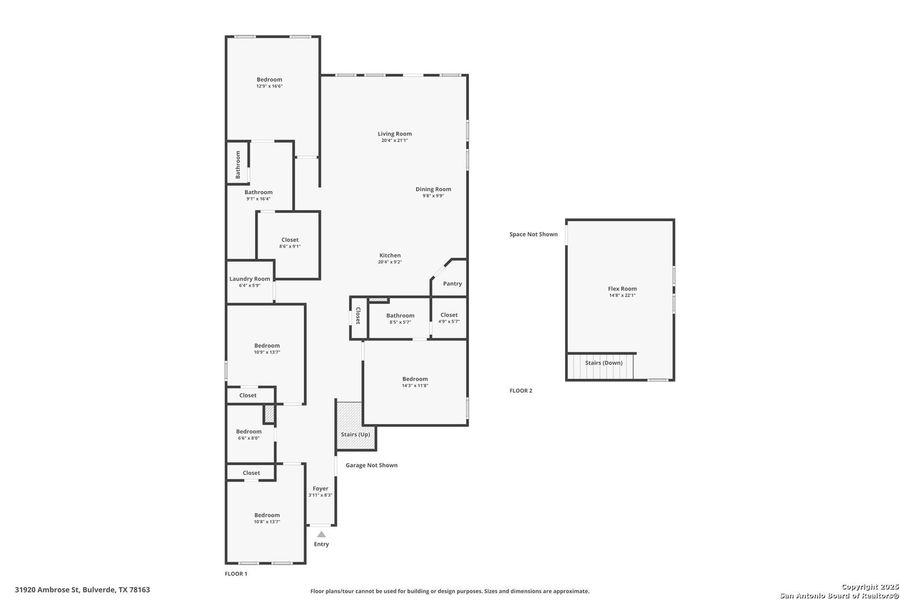 2D floor plan layout of this home in Hidden Trails: Coastline Collection, Bulverde, TX (Image 3).