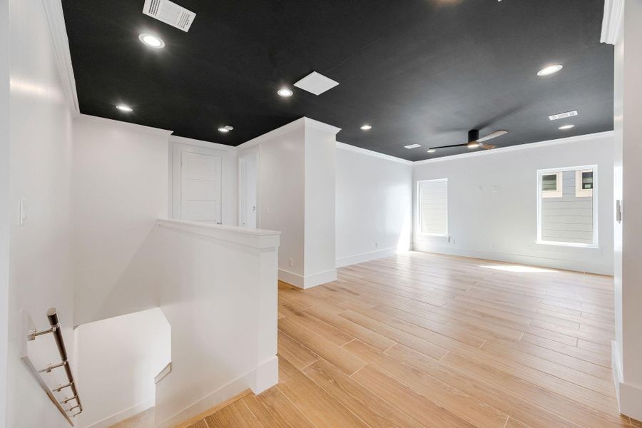 Come up to the second floor to find a gameroom and media room.