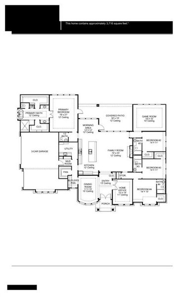2D floor plan layout of this home in Enchanted Creek 1 Acre, Lucas, TX (Image 3).
