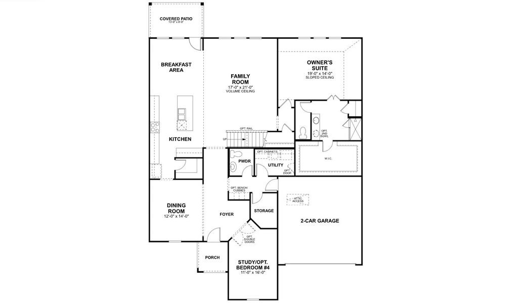 2D floor plan layout for the Medina Dc by M/I Homes in Berryknoll, Montgomery, TX (Image 3).