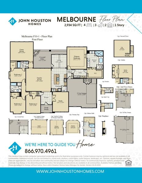 2D floor plan layout for the Melbourne by John Houston Homes in Waterfall Ranch - 1 Acre Lots, Waxahachie, TX (Image 3). 2D floor plan layout for the Melbourne by John Houston Homes in Waterfall Ranch - 1 Acre Lots, Waxahachie, TX (Image 3).