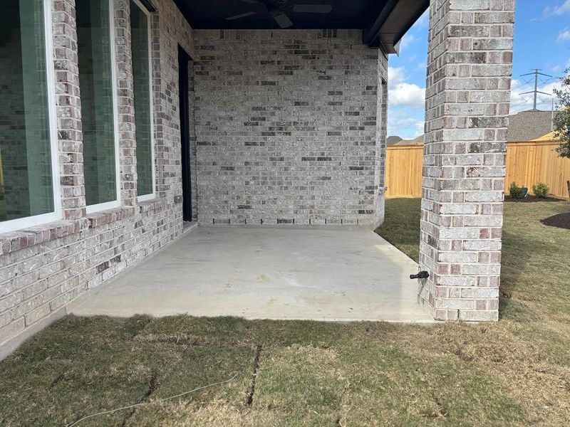 Exterior details and patio area of a home in Bridgeland 55', Cypress (Image 4). Exterior details and patio area of a home in Bridgeland 55', Cypress (Image 4).