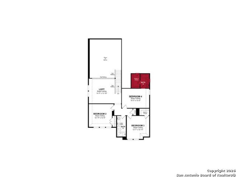 2D floor plan layout of this home in Hunter's Ranch, San Antonio, TX (Image 4).