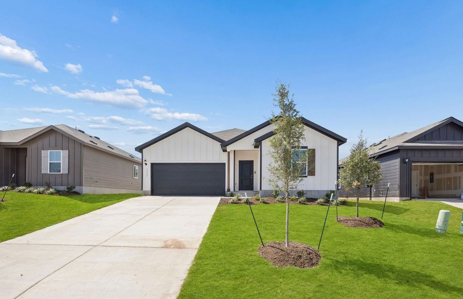 Front exterior of a new home in Skyview, Belton, TX, highlighting curb appeal (Image 20).