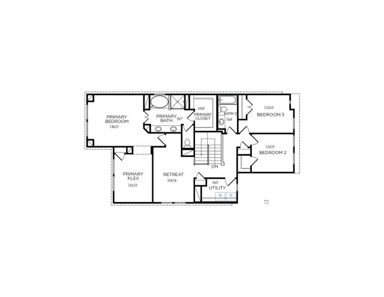 2D floor plan layout of this home in La Segarra 40', Brookshire, TX (Image 6).