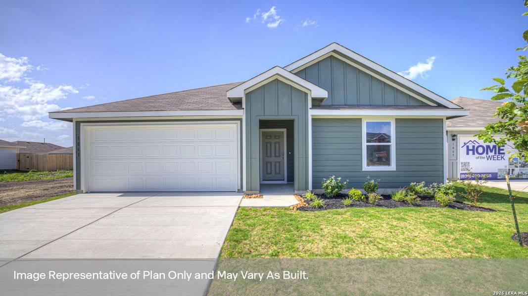 Front exterior of a new home in Navarro Fields, Seguin, TX, highlighting curb appeal (Image 1). Front exterior of a new home in Navarro Fields, Seguin, TX, highlighting curb appeal (Image 1).