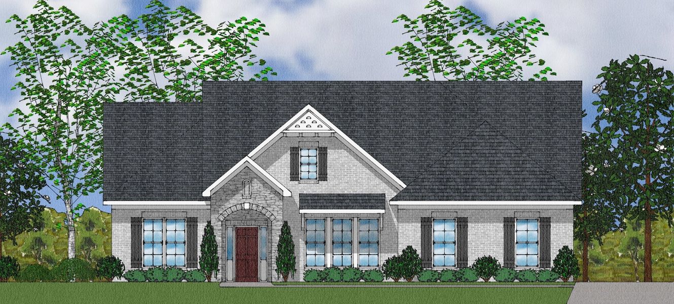 Front exterior of a new home in Walnut Grove, Easley, SC, highlighting curb appeal (Image 1).