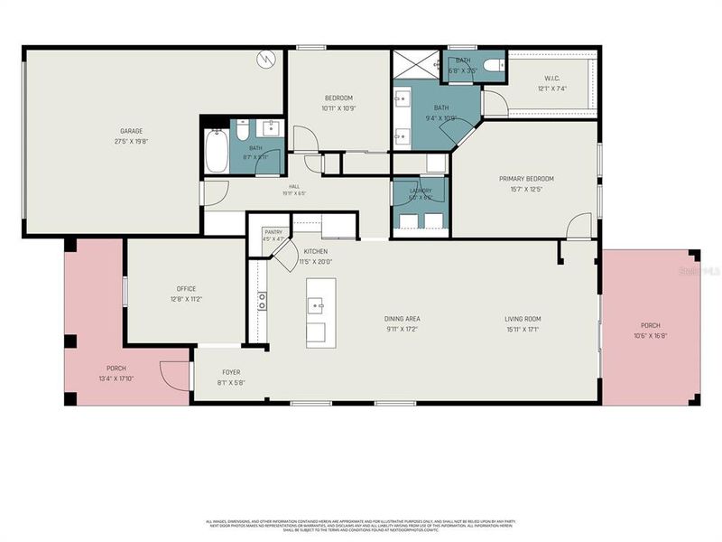 2D floor plan layout of this home in Angeline Active Adult, Land O' Lakes, FL (Image 5).