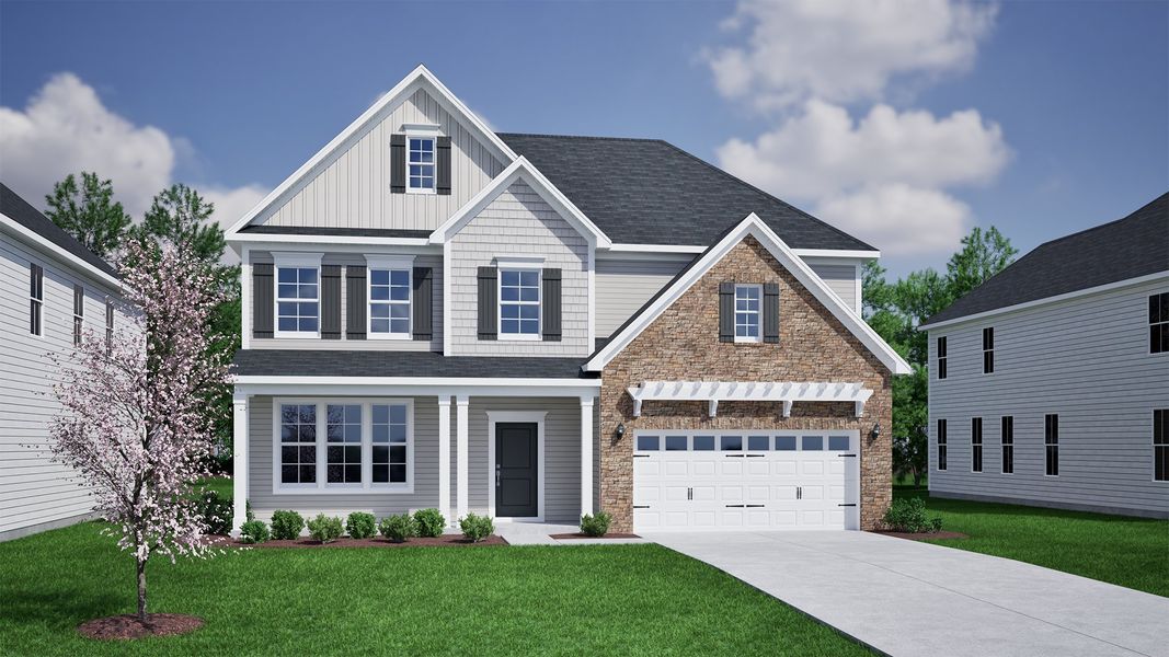 Representative exterior photo of a completed home built from the Savannah - Vanguard Collection by Mungo Homes in Scotts Hill Village, Wilmington, NC (Image 20).