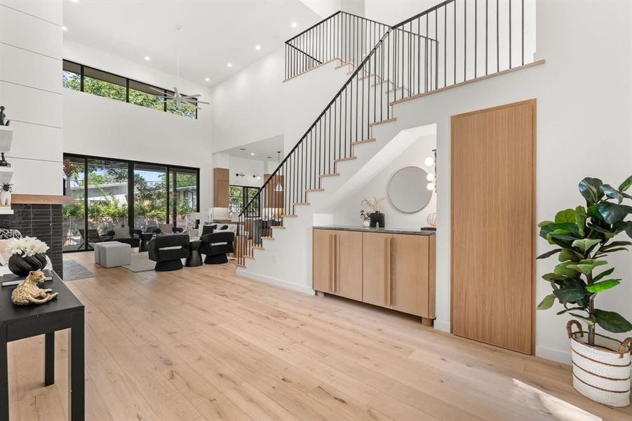 The front entry includes a custom made space/closet to use as your drop zone.