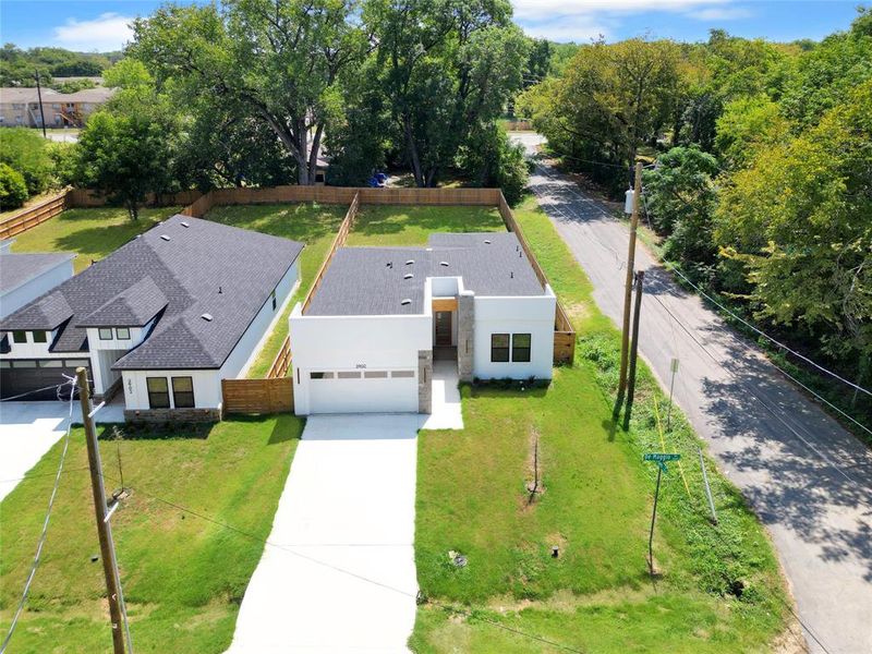 Aerial perspective of suburban area