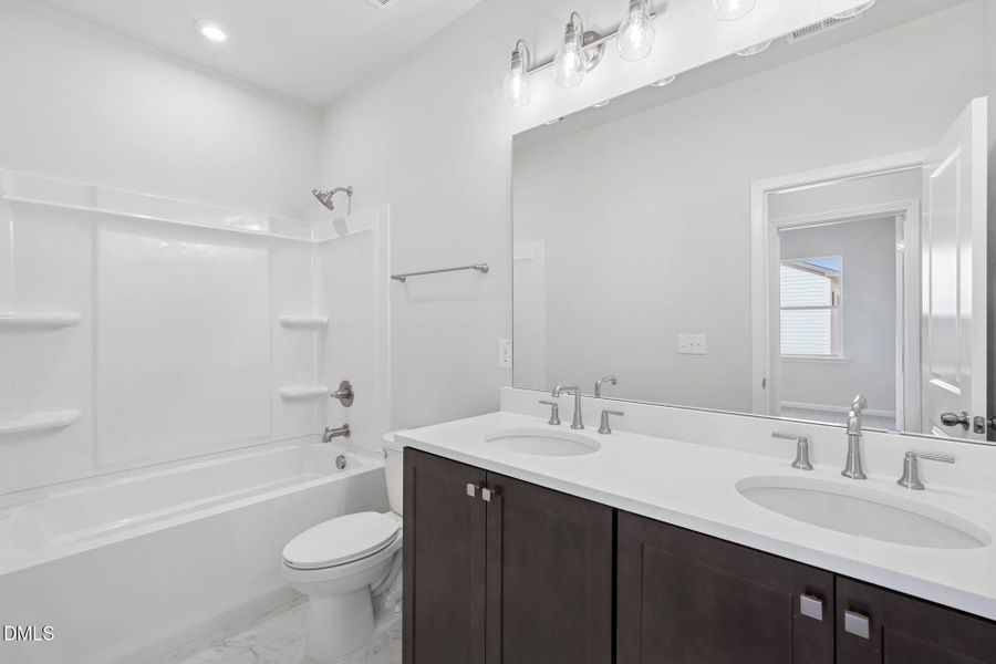 Double Vanity in Hall Bathroom Double Vanity in Hall Bathroom