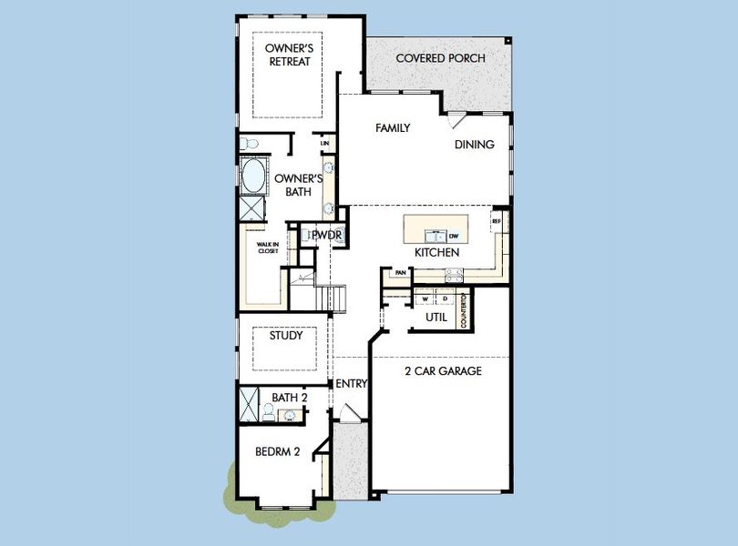 2D floor plan layout for the The Violet by David Weekley Homes in Emerald Heights at Bridgeland Central – 50’ Front, Cypress, TX (Image 3).