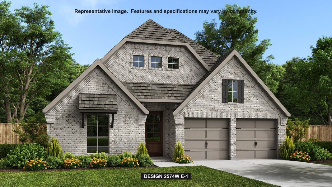 Front exterior of a new home in Santa Rita Ranch - Eldorado, Liberty Hill, TX, highlighting curb appeal (Image 1). Front exterior of a new home in Santa Rita Ranch - Eldorado, Liberty Hill, TX, highlighting curb appeal (Image 1).