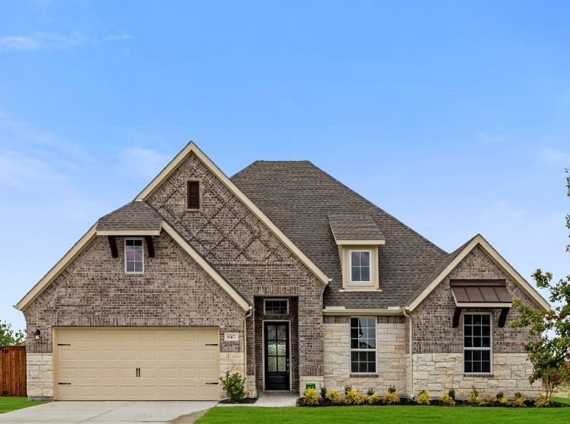 Representative exterior photo of a completed home built from the Jackson by UnionMain Homes in Myrtle Creek, Waxahachie, TX (Image 3). Representative exterior photo of a completed home built from the Jackson by UnionMain Homes in Myrtle Creek, Waxahachie, TX (Image 3).