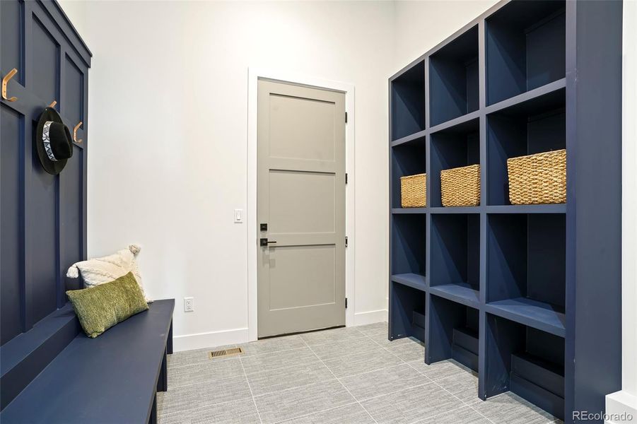 Mudroom with built-ins for easy gear storage