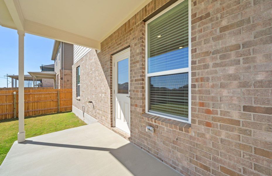 Exterior details and patio area of a home in Crosswinds, Kyle (Image 3). Exterior details and patio area of a home in Crosswinds, Kyle (Image 3).