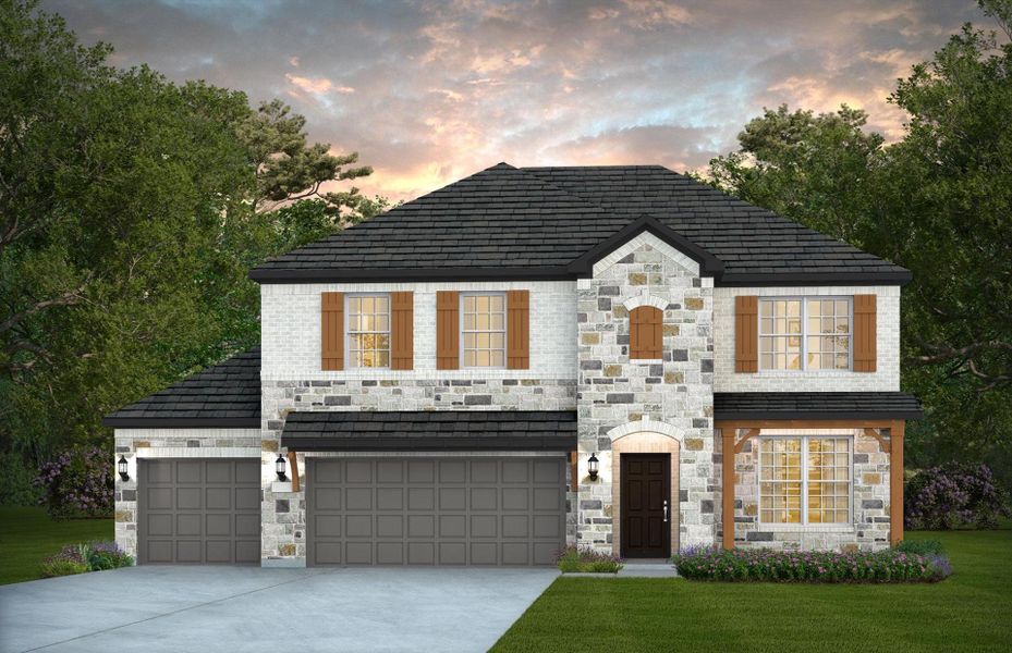 Representative exterior photo of a completed home built from the Caldwell - 3-Car Garage by Pulte Homes in Davis Ranch, San Antonio, TX (Image 17).