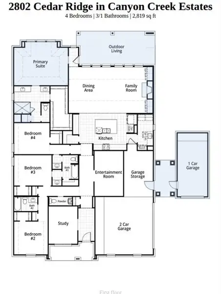 2D floor plan layout of this home in Canyon Creek Estates, Sherman, TX (Image 2). 2D floor plan layout of this home in Canyon Creek Estates, Sherman, TX (Image 2).