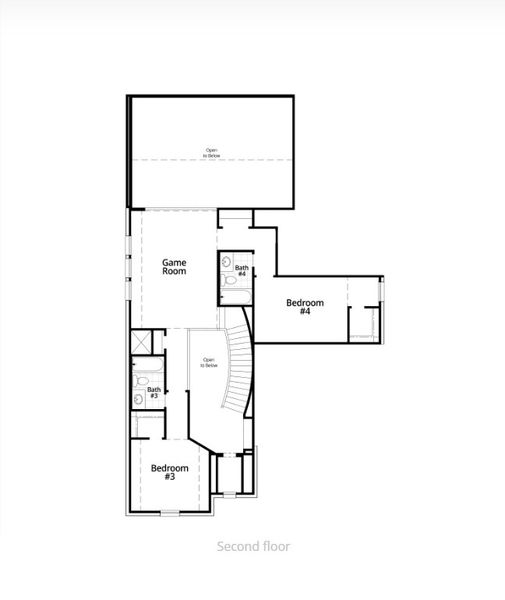 2D floor plan layout for the Cambridge Plan by Highland Homes in Mosaic: Artisan Series - 50ft. Lots, Prosper, TX (Image 6).