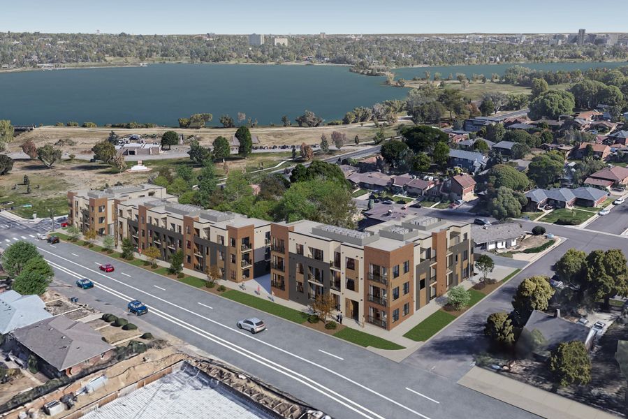 Front exterior of a new home in The Scene at Sloan's Lake, Denver, CO, highlighting curb appeal (Image 1).