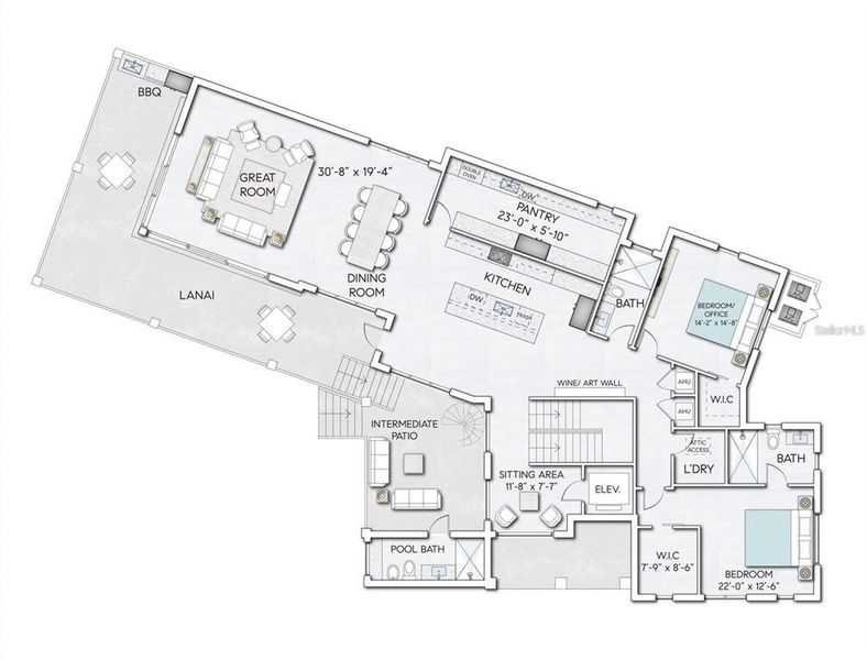 2D floor plan layout of this home in , Sarasota, FL (Image 6). 2D floor plan layout of this home in , Sarasota, FL (Image 6).