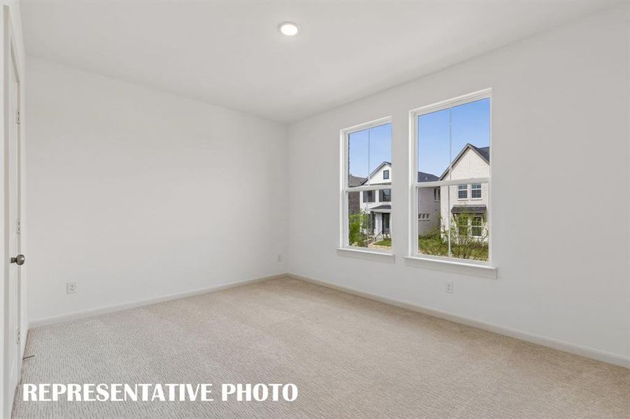 You'll find nicely sized secondary bedrooms in our Louis plan.  REPRESENTATIVE PHOTO