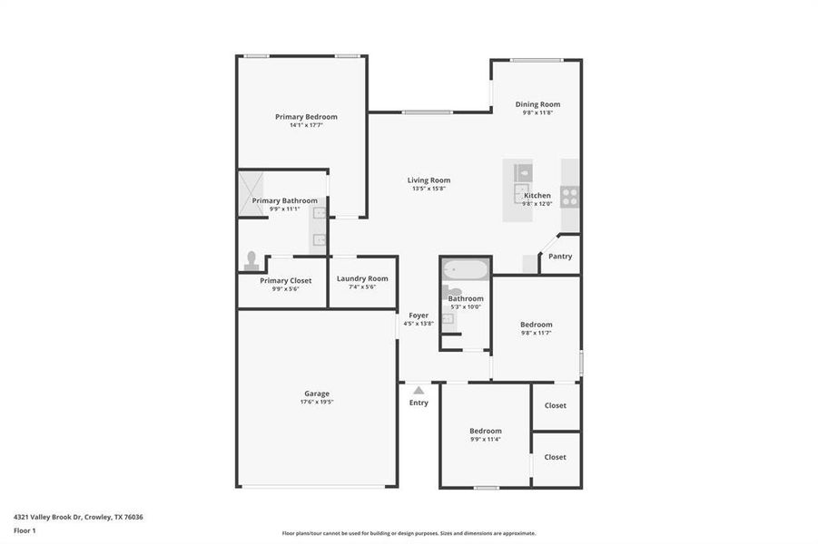 2D floor plan layout of this home in Terra Trace, Fort Worth, TX (Image 5).